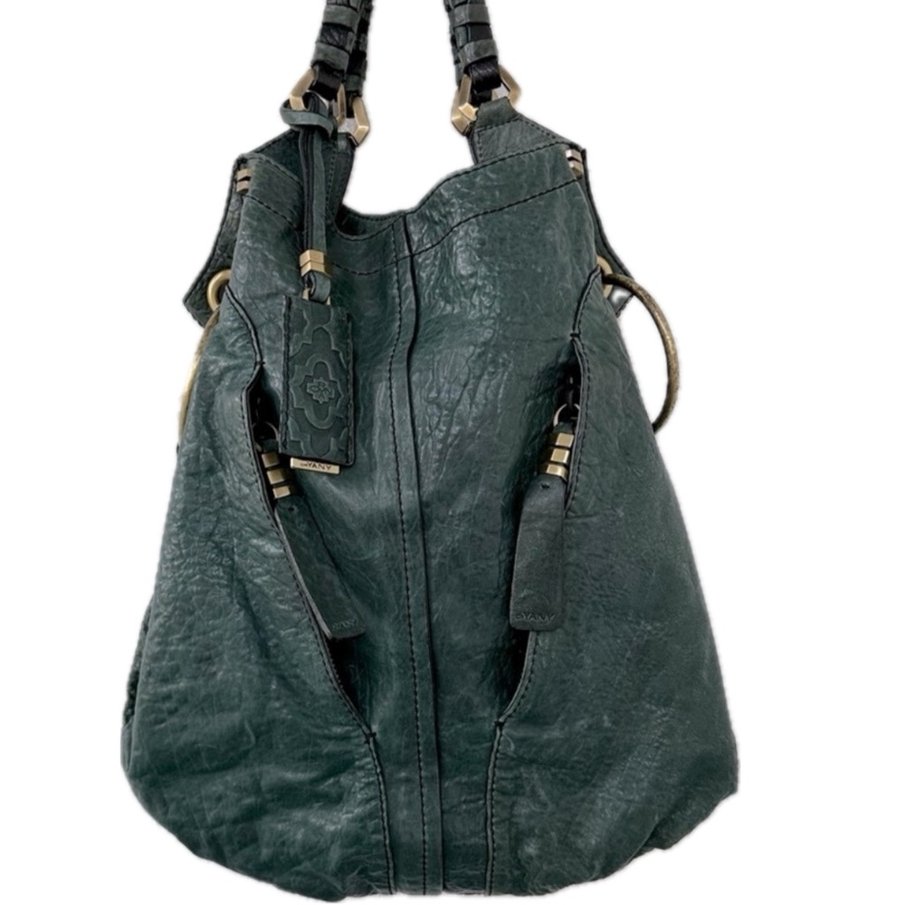OR YANY Leather Boho Convertible Hunter Green Purse Hand Held Crossbody